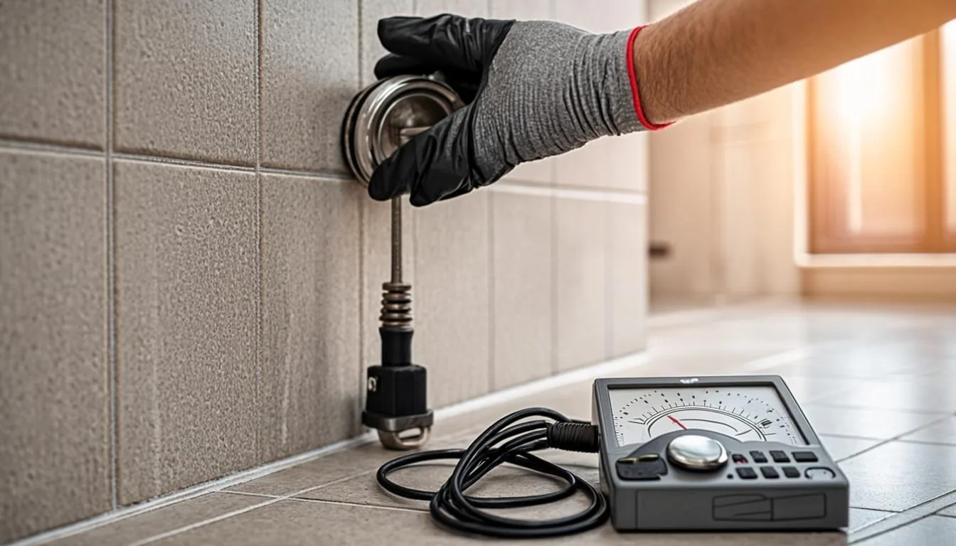 Acoustic leak detection device held to a wall during a Longboat Key FL survey