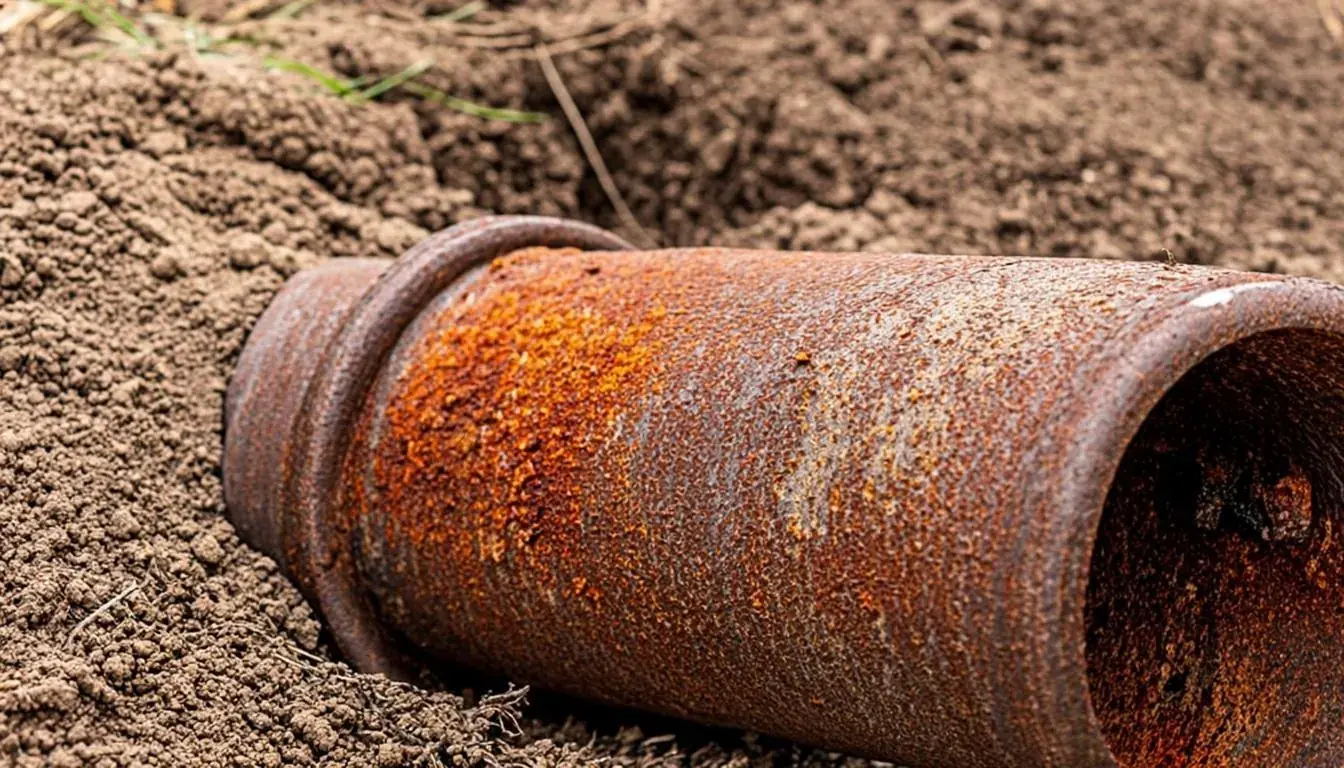 Corroded cast iron sewer pipe section from an older Sarasota FL home