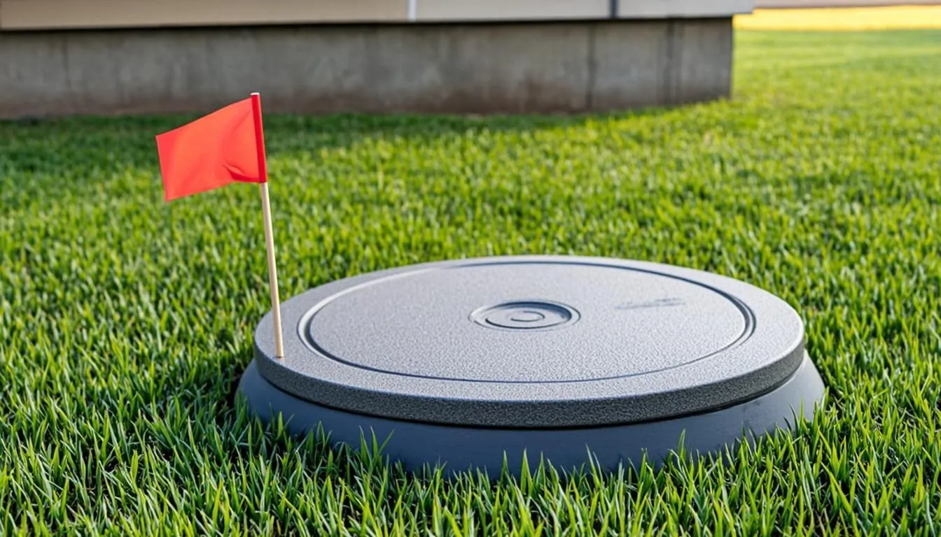 Yard cleanout cap in a Sarasota lawn marking the start of a privately owned sewer lateral